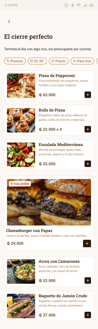 El Molinillo menu list scrolling to show dinner options including a cheeseburger